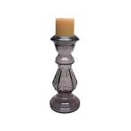 Design Toscano Jaci 12-Inch Smoke Hand-Crafted Glass Candlestick, Small, Grey, Set of 2