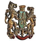 洋風壁彫刻 王家のライオン 紋章 彫像/ Heraldic Royal Lions Coat of Arms Wall Sculpture[