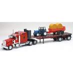 New Ray Toys Kenworth W900 with Farm Tractor &amp; Trailer Toy Collectible New in Box