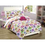 MK ホーム MK Home Mk Collection 6 PC Twin Size Elephant White Purple Pink Yellow green Comforter A