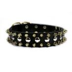 Dean &amp; Tyler Golden Spike Dog Collar with Spikes/Studs/Brass Buckle 36 by 1-1/2-Inch Black