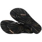 ショッピングhavaianas Havaianas Women Slim Logo Metallic Chevron Flip Flops, Metallic Print Sandals, Black/Rose Gold Metallic, 9/10W, 7/8M