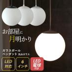 ペンダントライト 照明 ガラスボールペンダント 6インチ LED電球付き おしゃれ 北欧 天井照明 間接照明 LED （P-0006） 村上工作所