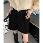 タックショートパンツウール風ワイドパンツ