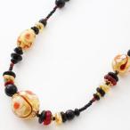 ベネチアンガラス ネックレス レディース ブラック ゴールド フラワー デザイン AVE CAPRICE イタリア