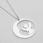 Yahoo! Yahoo!ショッピング(ヤフー ショッピング)10金 ホワイトゴールド ペンダント 天使と三日月 K10 アズキチェーン