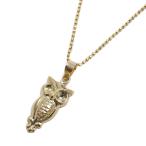 18金 ペンダント フクロウ 梟 ふくろう リバーシブル SV925カットボールチェーン付