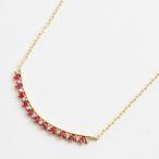 18金 K18YG イエローゴールドネックレス 小豆チェーン ペンダント天然石 ルビー ダイヤモンド レディース