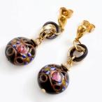 Yahoo! Yahoo!ショッピング(ヤフー ショッピング)イタリア製 ベネチアンガラス ピアス ワンピース ブラック CHIARA by INES キアラ デザイン