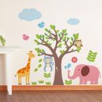 ショッピングウォールステッカー ウォールステッカー 壁 木 アニマル 動物園 貼ってはがせる のりつき 壁紙シール ウォールシール 植物 木 花 宅C