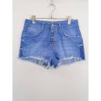 ZARA TRF(ザラ)カットオフボタンフライデニムショートパンツ 青 レディース Sランク 36