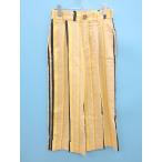 ZARA TRF(ザラ)マルチストライプロールアップリネンワイドパンツ 黄 レディース　Sランク　S