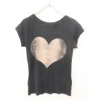 ZARA TRF(ザラ)ハートプリントTシャツ 半袖 黒 レディース　A-ランク　S