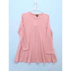 Forever21(フォーエバートゥエンティーワン)クルーネック折り返し袖フレアワンピース 長袖 ピンク レディース　Aランク　M