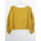 nano・universe(ナノユニバース)ボリュームスリーブコンビレースブラウス 長袖 黄 レディース　Aランク　F [委託倉庫から出荷]