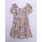 Supreme.La.La.(シュープリームララ)花柄フレアワンピース 半袖 グレー ピンク レディース　Aランク　M