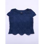 Forever21(フォーエバートゥエンティーワン)レース切り替えカットソー 半袖 紺 レディース　Aランク　L
