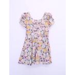 Supreme.La.La.(シュープリームララ)花柄フレアワンピース 半袖 グレー ピンク レディース　Aランク　M