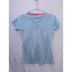 adidas(アディダス)VネックロゴTシャツ 半袖 青 レディース Aランク L