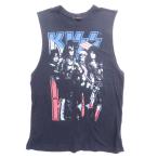 Forever21(フォーエバートゥエンティーワン)THE KISSフォトプリントチュニックタンクトップ ノースリーブ 黒 青 レディース　Aランク　S