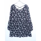 Forever21(フォーエバートゥエンティーワン)花柄ワンピース 長袖 黒/白 レディース　M