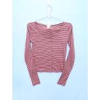 Forever21(フォーエバートゥエンティーワン)ボーダーカーディガン 長袖 ピンク 赤 レディース　Aランク　S