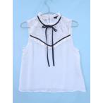 Forever21(フォーエバートゥエンティーワン)刺繍切り替えシフォンブラウス ノースリーブ 白/黒 レディース　S