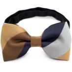 ボウタイ 蝶ネクタイ リボン メンズ  ホック 式 スライダー フリーサイズ ボールド レジメンタルストライプ 柄 斜め 縞 模様 結婚式 WANDM