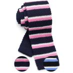 ニットタイ ネクタイ スクエアエンド 5.5cm幅 洗濯可能 シングル ボーダー 横 縞 模様  ストライプ WANDM