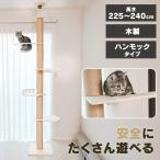キャットタワー 木製 突っ張り ハンモック付き アクリルボウル 爪とぎ 猫 タワー 猫タワー キャットハウス 突張 アスレチック 1011106003