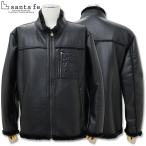 ショッピングサンタ サンタフェ SANTAFE フェイク レザー ジップ ブルゾン 52 3Lサイズ 225-54802 ブラック アウター ジャケット 秋冬