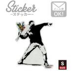 ステッカー 車 かっこいい ブランド おしゃれ スマホ バンクシー Flower Bomber 001 S クリア