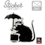 ステッカー 車 かっこいい ブランド おしゃれ スマホ バンクシー Umbrella Rat 012 XL クリア