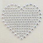 ワッペン アイロン おしゃれ 刺繍 クリスタルワッペン/ラインストーン Heart ハート(シルバー)
