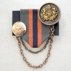 ワッペン アイロン おしゃれ 刺繍 エンブレムブローチ カーキリボン(ボタン/チェーン付き)