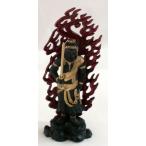 ショッピング仏像 特別価格・数量限定　仏像｜　不動明王　彩色　青×淡赤　21｜牧田秀雲作　合金製　紙箱入（少々汚れ有）【高岡銅器】