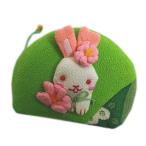 Yahoo! Yahoo!ショッピング(ヤフー ショッピング)ポーチ はなみみうさぎ お化粧 コスメ メイク 小物入れ 緑色 鈴付き ちりめんファスナー 女性用