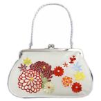 Yahoo! Yahoo!ショッピング(ヤフー ショッピング)バッグ 桂由美 がま口 手提げ クラッチ 白色濃青地菊梅楓刺繍 振袖 成人式 卒業式 袴 着物 きもの 単品 白色 女性用