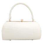 【訳有り 少難あり】 バッグ クロコ調 手提げ 合皮 横丸型 オフホワイト白色 振袖 成人式 卒業式 袴 着物 洋装 単品 振袖用 きもの 女性用