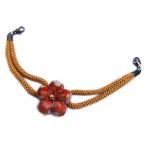 羽織紐 はおりひも 女性用 マグネット 正絹 日本製 和柄花橙色ひも 和装 着物