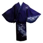 ショッピング着物 二部式 着物 絽 夏用 茄子紺紫色地桜蔦ぼかし Ｍ Ｌ 日本製 絵羽柄 付下げ柄 洗える ユニフォーム 簡単 セパレート 女性用 夏物 きもの