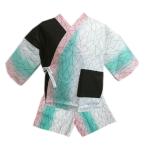 ショッピング甚平 女の子 甚平 じんべい 子供用 キッズ ジュニア 白緑薄ピンク蝶の羽紋様 130ｃｍ 140ｃｍ 150ｃｍ 女の子 鬼滅の刃風