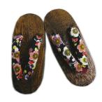 下駄 子供用 キッズ 焼桐茶台黒地梅 S(16.5cm) M(18cm) L(19.5cm) 浴衣 ゆかた 女の子