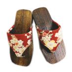 下駄 サンダル 子供用 キッズ 焼桐茶台赤色地桜 19cm 浴衣 ゆかた 甚平 女の子