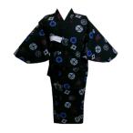 浴衣 キッズ 男の子 黒地歌舞伎 100cm 単品 綿 子供用 男児 ゆかた 黒色