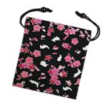 Yahoo! Yahoo!ショッピング(ヤフー ショッピング)平巾着 巾着袋 小物入れ 和柄 木玉付 桜楓うさぎ黒 日本製 女性用 キッズ 浴衣 着物