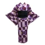 ショッピング兵児帯 浴衣 ふくよかさん 3Ｌ 4Ｌ 兵児帯 長尺 ふわクシュ シワ 2点セット 濃紫薄あずき市松地菊桜雪輪 女性用 大きいサイズ ゆかた ぽっちゃり 幅広