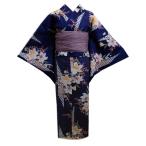 浴衣 ふくよかさん 2L〜3L 兵児帯 長尺 ふわクシュ シワ 2点セット 濃紺地百合矢絣撫子 女性用 大きいサイズ ゆかた ぽっちゃり LL