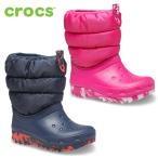 crocs クロックス 長靴 キッズ ブーツ 防寒 冬 ネオ パフ ブーツ CLASSIC NEO PUFF BOOT 207684 ピンク ネイビー 子供靴 男の子 女の子