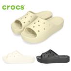 クロックス サンダル レディース 厚底 軽量 クラシック プラットフォーム スライド 208180 ホワイト ボーン ブラック crocs CLASSIC PLATFORM SLIDE セール